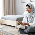 단순함의 철학  불필요한 것의 제거 - A serene and minimalist Arabic home interior bathed in soft natural light, featuring calm beige, whi...